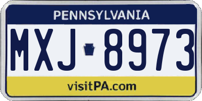 PA license plate MXJ8973