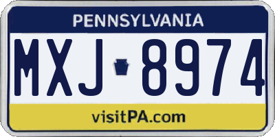 PA license plate MXJ8974