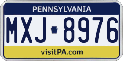 PA license plate MXJ8976