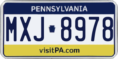 PA license plate MXJ8978