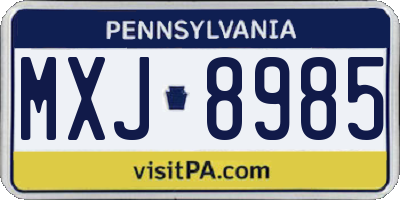 PA license plate MXJ8985