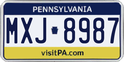 PA license plate MXJ8987