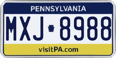 PA license plate MXJ8988