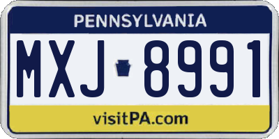 PA license plate MXJ8991