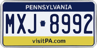 PA license plate MXJ8992