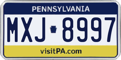 PA license plate MXJ8997