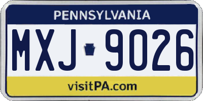 PA license plate MXJ9026