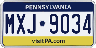 PA license plate MXJ9034