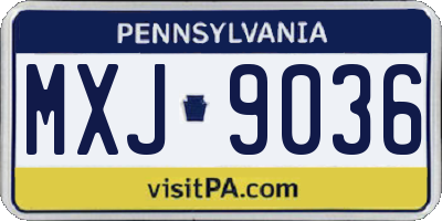 PA license plate MXJ9036
