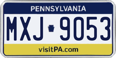PA license plate MXJ9053