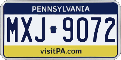 PA license plate MXJ9072