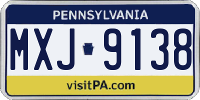 PA license plate MXJ9138