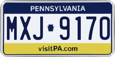 PA license plate MXJ9170