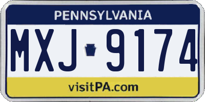 PA license plate MXJ9174