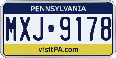 PA license plate MXJ9178