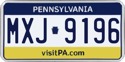PA license plate MXJ9196