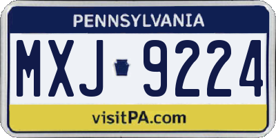 PA license plate MXJ9224