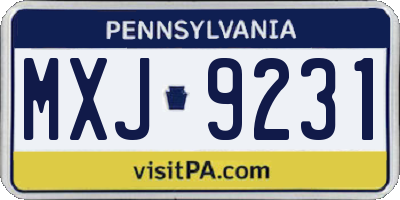 PA license plate MXJ9231