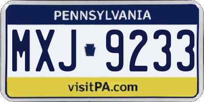 PA license plate MXJ9233