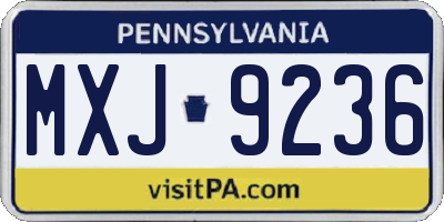 PA license plate MXJ9236