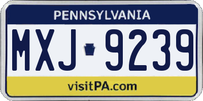 PA license plate MXJ9239