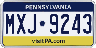 PA license plate MXJ9243