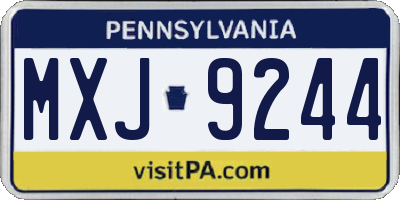 PA license plate MXJ9244