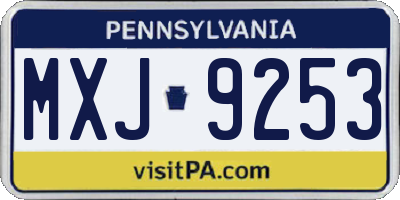 PA license plate MXJ9253