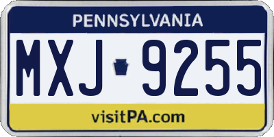 PA license plate MXJ9255