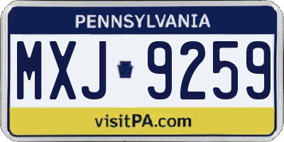 PA license plate MXJ9259