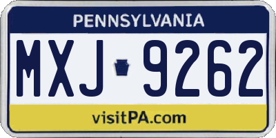 PA license plate MXJ9262