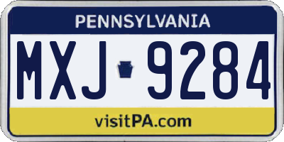 PA license plate MXJ9284
