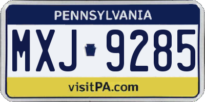 PA license plate MXJ9285