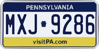 PA license plate MXJ9286