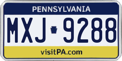 PA license plate MXJ9288