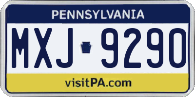 PA license plate MXJ9290
