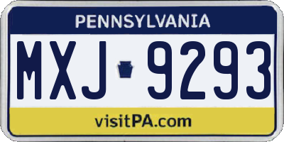 PA license plate MXJ9293