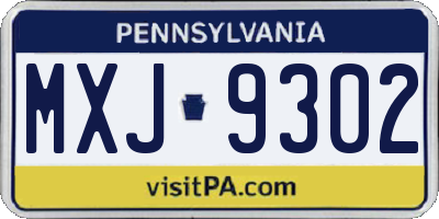 PA license plate MXJ9302