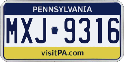 PA license plate MXJ9316