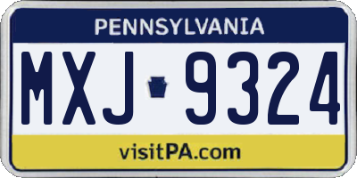 PA license plate MXJ9324