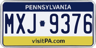PA license plate MXJ9376