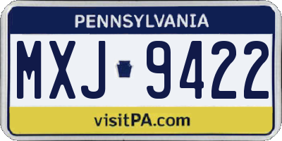 PA license plate MXJ9422