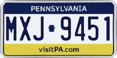 PA license plate MXJ9451