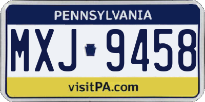 PA license plate MXJ9458