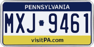 PA license plate MXJ9461