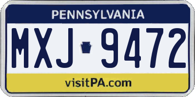 PA license plate MXJ9472