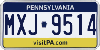 PA license plate MXJ9514