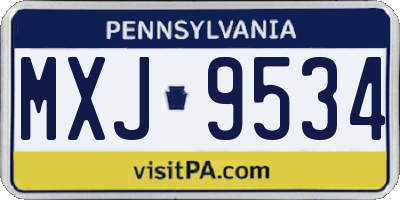 PA license plate MXJ9534
