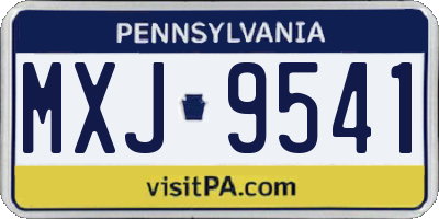 PA license plate MXJ9541