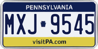 PA license plate MXJ9545